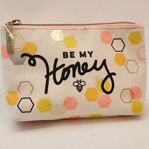 ADORABLE Bath and Body Works Cosmetic Pouch "Be My Honey" Bees Honeycomb
